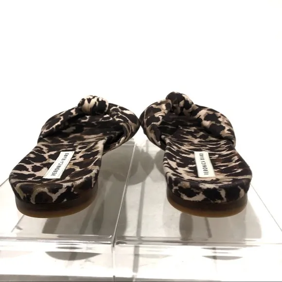 Veronica Beard Sandals Etra Knotted Leopard Flat Mule Sandals Slippers Sz 6.5