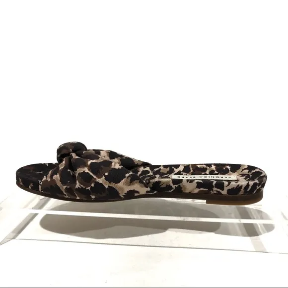Veronica Beard Sandals Etra Knotted Leopard Flat Mule Sandals Slippers Sz 6.5