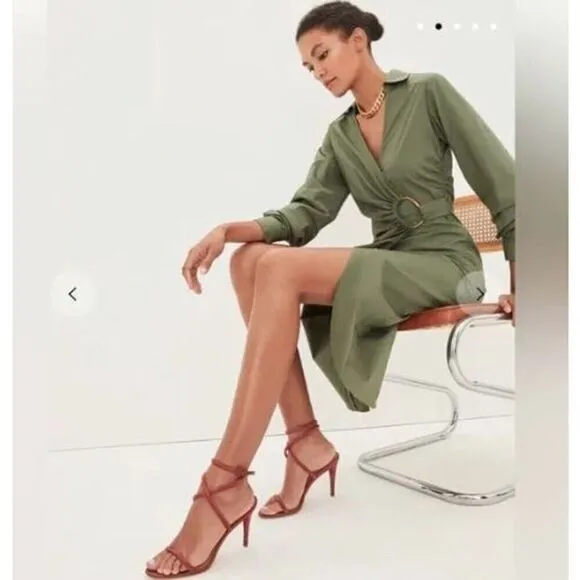 Veronica Beard Women's Afton Dress Midi Long Sleeve Dress 2 NWT 498 Green