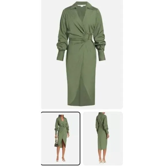 Veronica Beard Women's Afton Dress Midi Long Sleeve Dress 2 NWT 498 Green