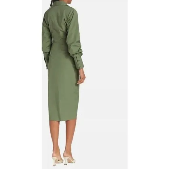Veronica Beard Women's Afton Dress Midi Long Sleeve Dress 2 NWT 498 Green