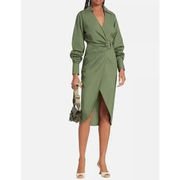 Veronica Beard Women's Afton Dress Midi Long Sleeve Dress 2 NWT 498 Green