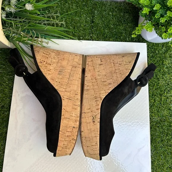 VERONICA BEARDali Sand Suede Peep-Toe Wedge Platform Sandals size 6.5