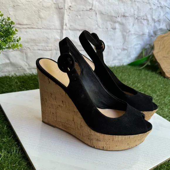 VERONICA BEARDali Sand Suede Peep-Toe Wedge Platform Sandals size 6.5