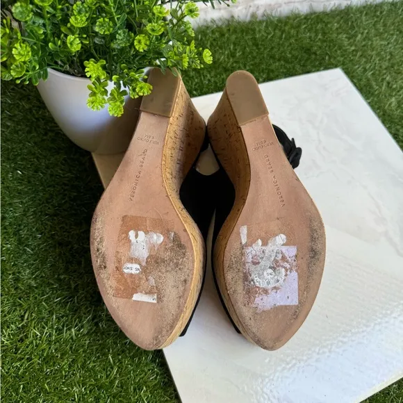 VERONICA BEARDali Sand Suede Peep-Toe Wedge Platform Sandals size 6.5