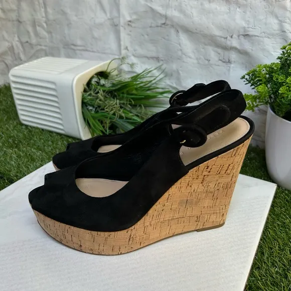 VERONICA BEARDali Sand Suede Peep-Toe Wedge Platform Sandals size 6.5