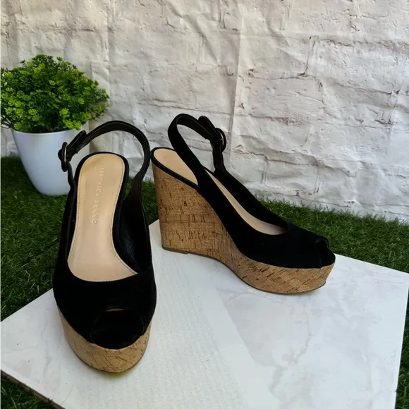 VERONICA BEARDali Sand Suede Peep-Toe Wedge Platform Sandals size 6.5