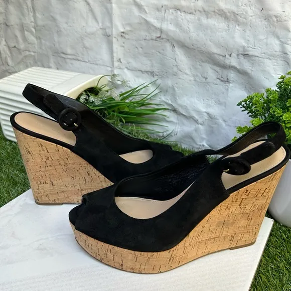 VERONICA BEARDali Sand Suede Peep-Toe Wedge Platform Sandals size 6.5