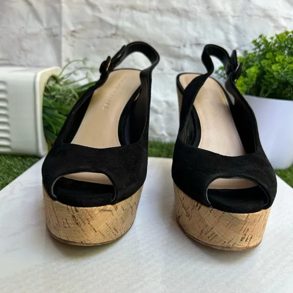 VERONICA BEARDali Sand Suede Peep-Toe Wedge Platform Sandals size 6.5