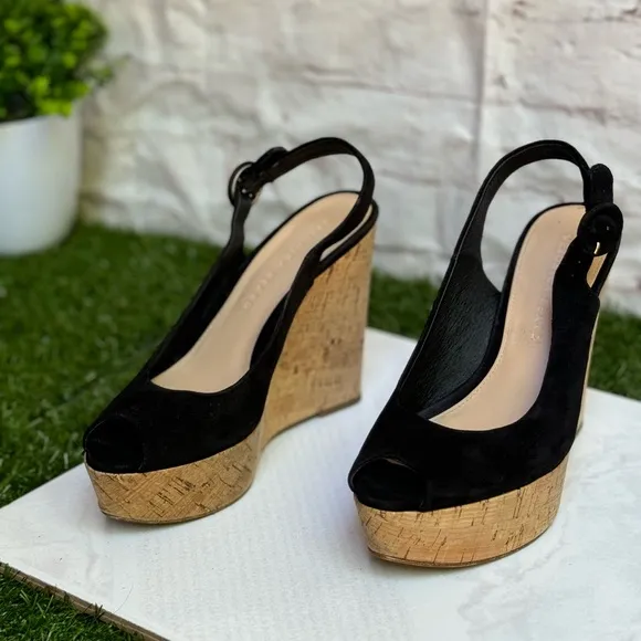 VERONICA BEARDali Sand Suede Peep-Toe Wedge Platform Sandals size 6.5