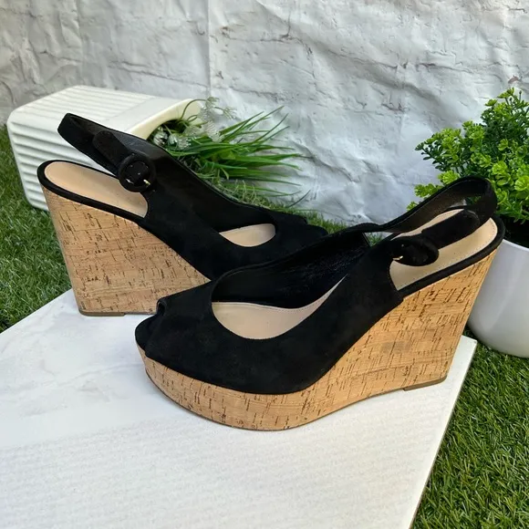 VERONICA BEARDali Sand Suede Peep-Toe Wedge Platform Sandals size 9