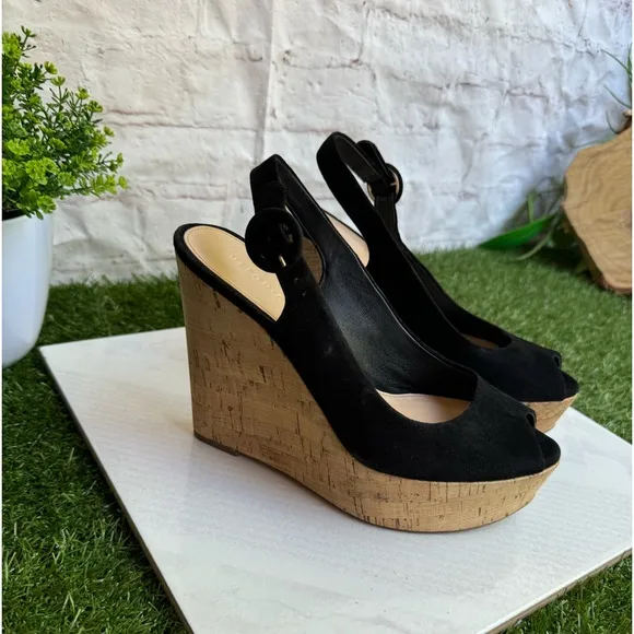 VERONICA BEARDali Sand Suede Peep-Toe Wedge Platform Sandals size 9
