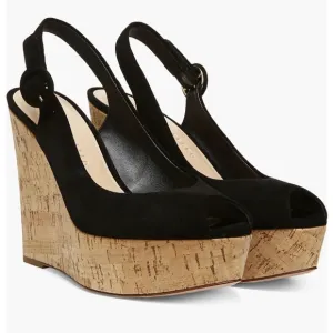 VERONICA BEARDali Sand Suede Peep-Toe Wedge Platform Sandals size 9