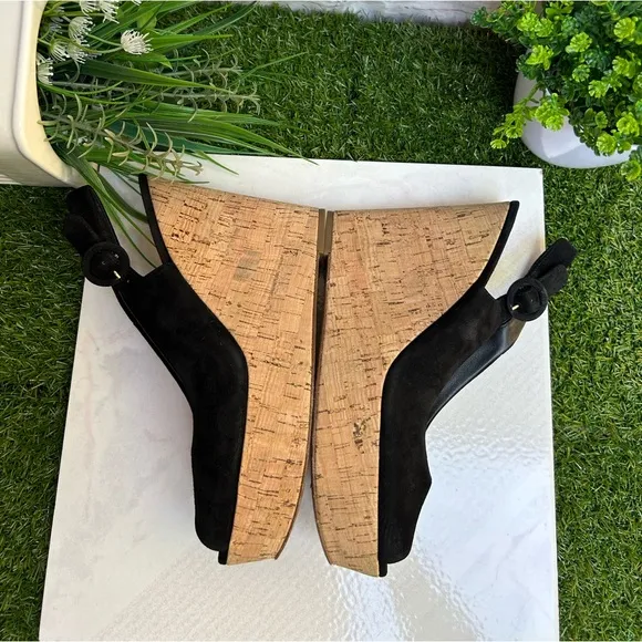 VERONICA BEARDali Sand Suede Peep-Toe Wedge Platform Sandals size 9