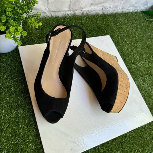 VERONICA BEARDali Sand Suede Peep-Toe Wedge Platform Sandals size 9