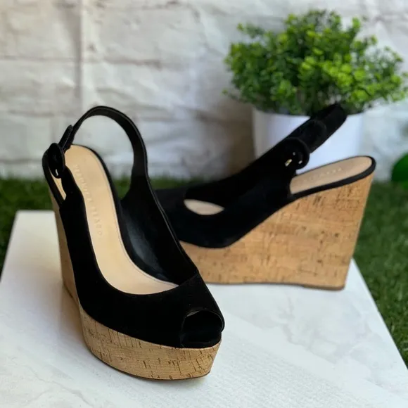 VERONICA BEARDali Sand Suede Peep-Toe Wedge Platform Sandals size 9