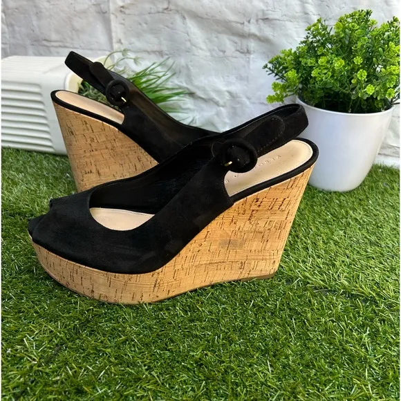 VERONICA BEARDali Sand Suede Peep-Toe Wedge Platform Sandals size 9