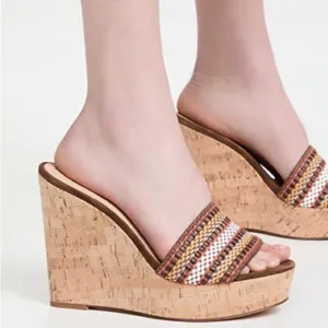 Veronica BeardDali Sand Suede Peep-Toe Wedge Platform Sandals size 5.5 women