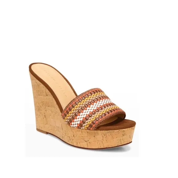 Veronica BeardDali Sand Suede Peep-Toe Wedge Platform Sandals size 5.5 women