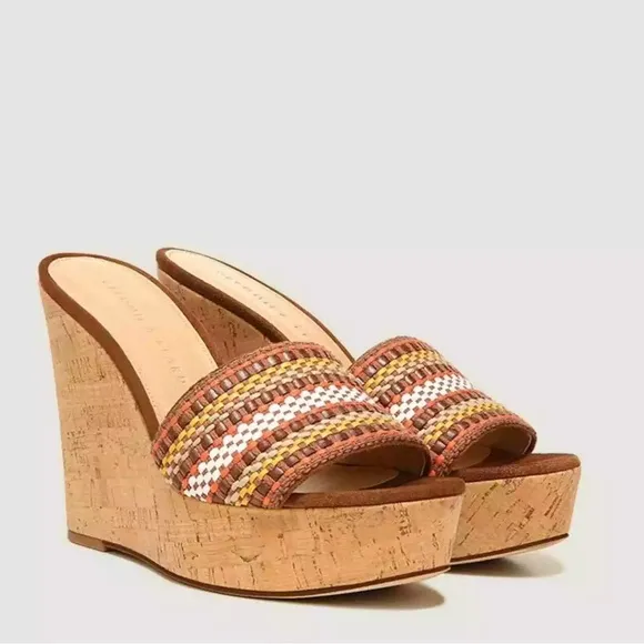 Veronica BeardDali Sand Suede Peep-Toe Wedge Platform Sandals size 5.5 women