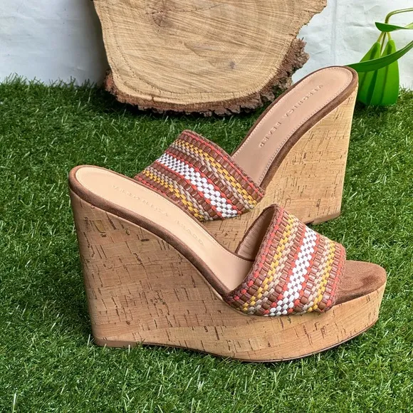 Veronica BeardDali Sand Suede Peep-Toe Wedge Platform Sandals size 5.5 women