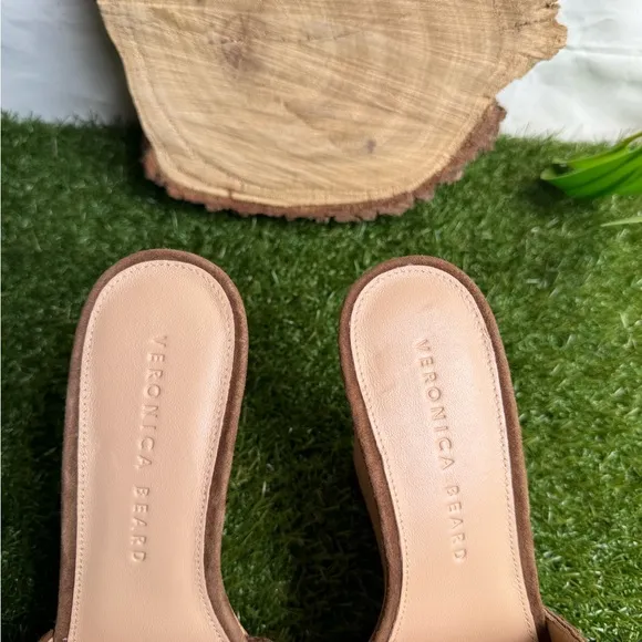 Veronica BeardDali Sand Suede Peep-Toe Wedge Platform Sandals size 5.5 women