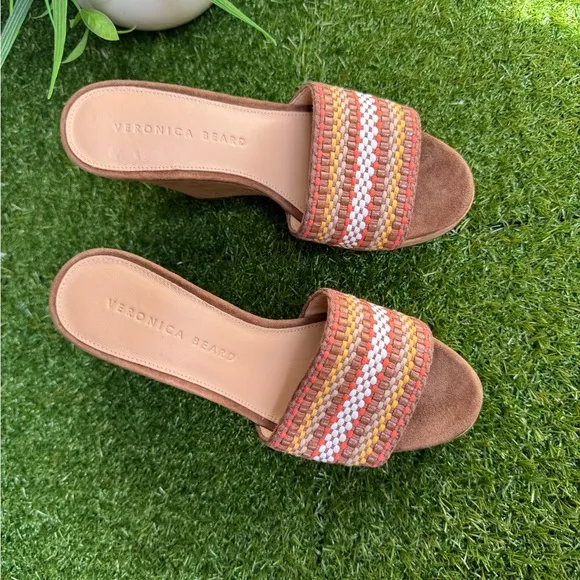 Veronica BeardDali Sand Suede Peep-Toe Wedge Platform Sandals size 5.5 women