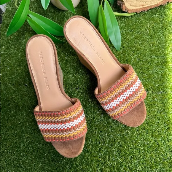 Veronica BeardDali Sand Suede Peep-Toe Wedge Platform Sandals size 5.5 women