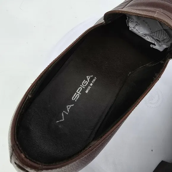 Via Spiga Dress Shoe Men's 11 Loafers Slip On Brown Made In Italy
