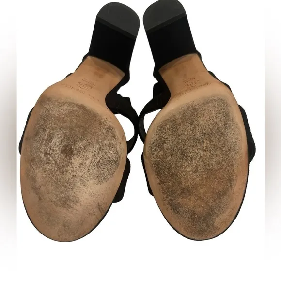 Via Spiga Heel Strappy Suede Black Sandals