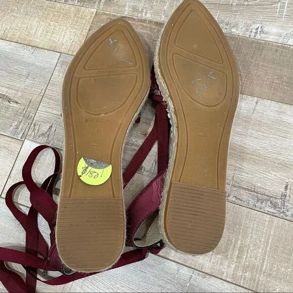 VIDORRETA Silk Embroidered Lace Up Espadrille NWOT