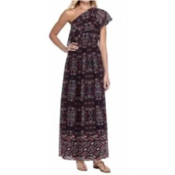 Vince Camuto One Shoulder Printed Maxi Dress, Size 16 NWT $168