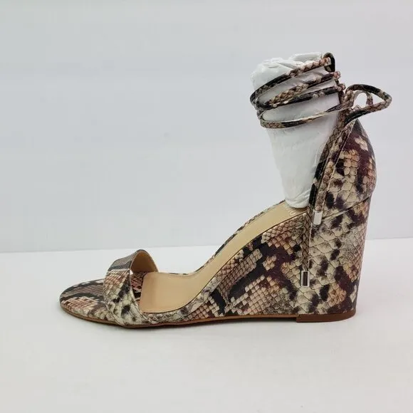 Vince Camuto Stassia Womens Size 8.5 Snake Skin Leather Strappy Wedge Sandals