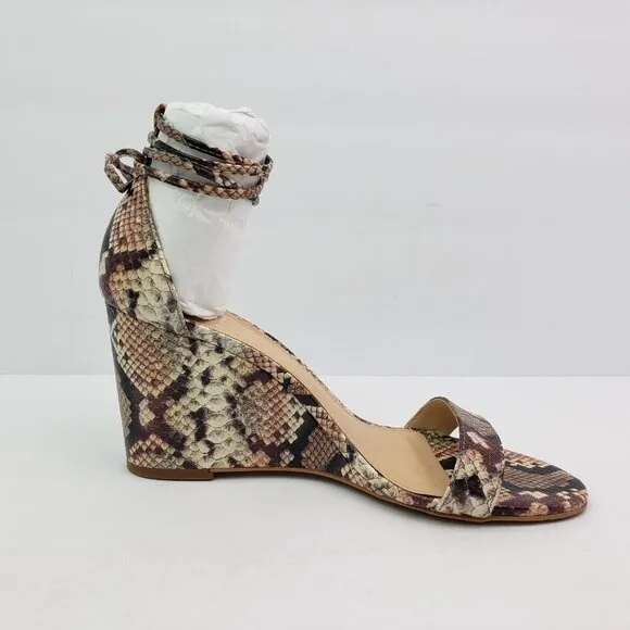 Vince Camuto Stassia Womens Size 8.5 Snake Skin Leather Strappy Wedge Sandals