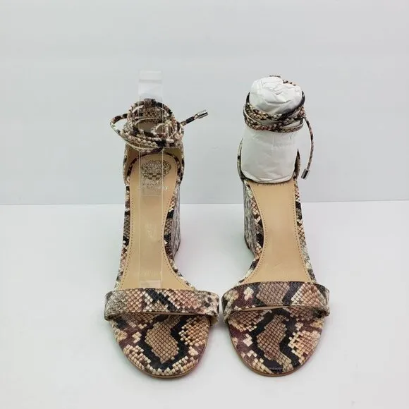 Vince Camuto Stassia Womens Size 8.5 Snake Skin Leather Strappy Wedge Sandals