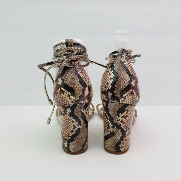 Vince Camuto Stassia Womens Size 8.5 Snake Skin Leather Strappy Wedge Sandals