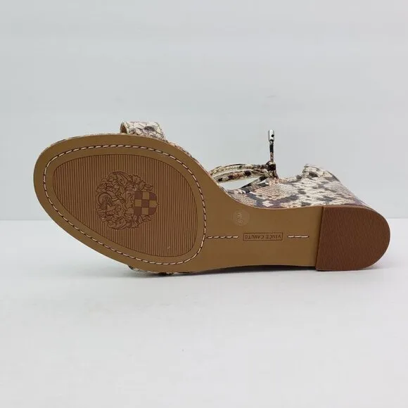 Vince Camuto Stassia Womens Size 8.5 Snake Skin Leather Strappy Wedge Sandals