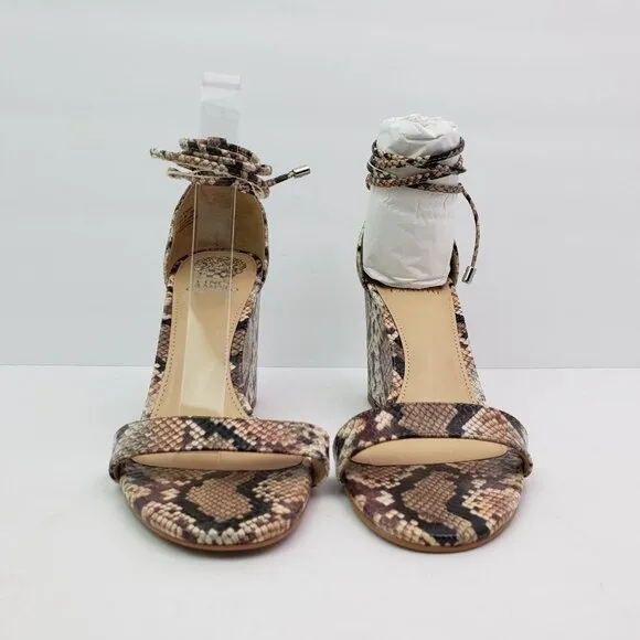 Vince Camuto Stassia Womens Size 8.5 Snake Skin Leather Strappy Wedge Sandals