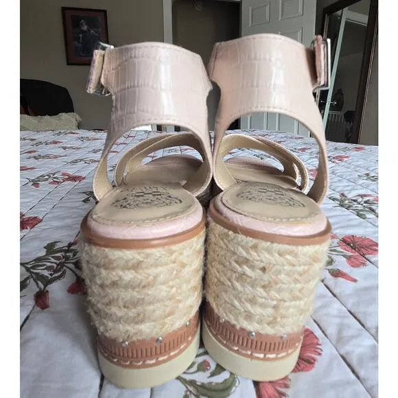 Vince Camuto Women's Peach Espadrilles Platform Wedged Criss Cross Sandals 7M