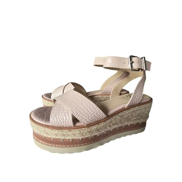 Vince Camuto Women's Peach Espadrilles Platform Wedged Criss Cross Sandals 7M