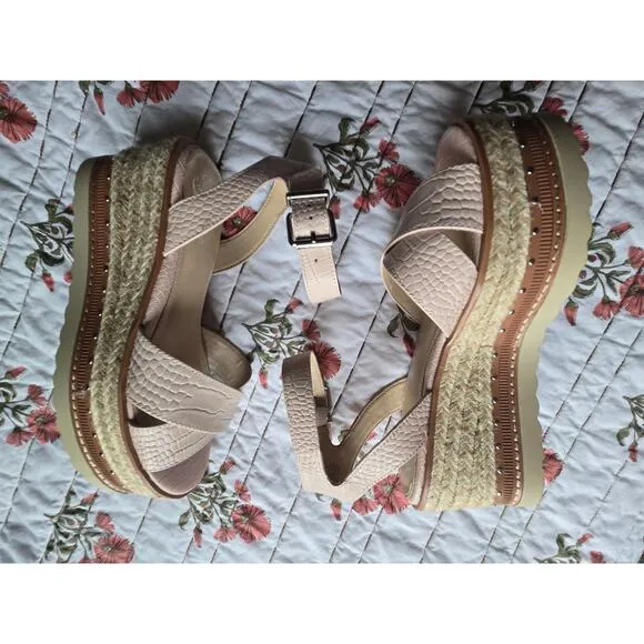 Vince Camuto Women's Peach Espadrilles Platform Wedged Criss Cross Sandals 7M