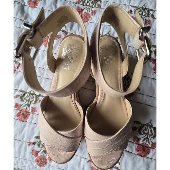 Vince Camuto Women's Peach Espadrilles Platform Wedged Criss Cross Sandals 7M