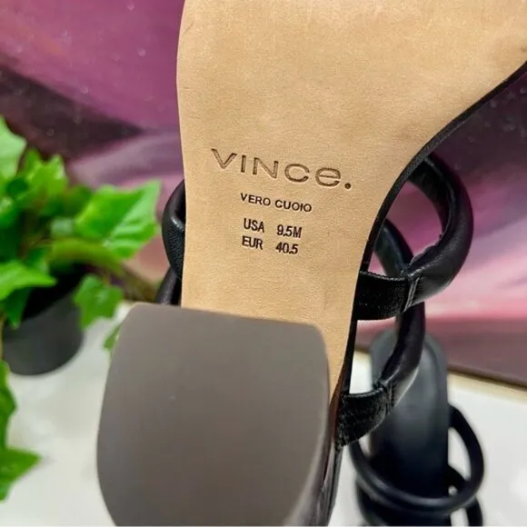 VINCE Dara Strappy Leather Block Heel Sandals in Black Size 9.5