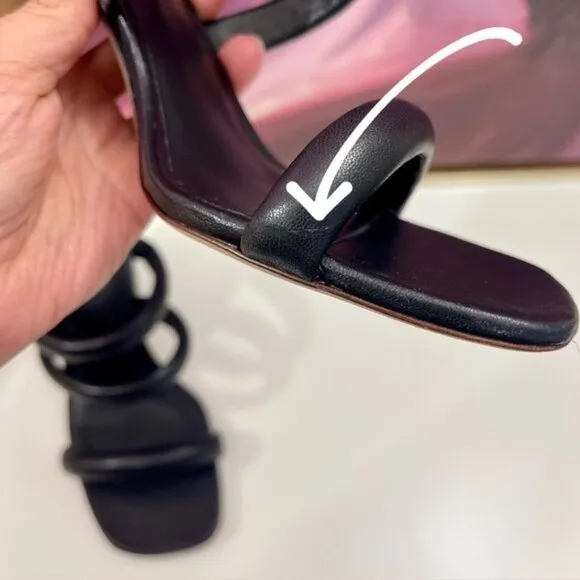 VINCE Dara Strappy Leather Block Heel Sandals in Black Size 9.5