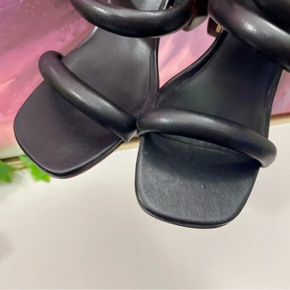 VINCE Dara Strappy Leather Block Heel Sandals in Black Size 9.5