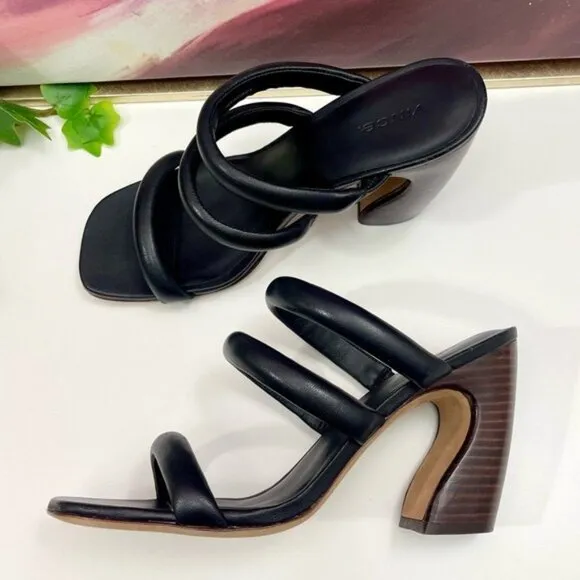 VINCE Dara Strappy Leather Block Heel Sandals in Black Size 9.5