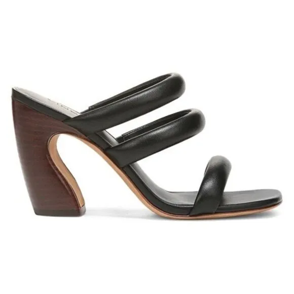 VINCE Dara Strappy Leather Block Heel Sandals in Black Size 9.5