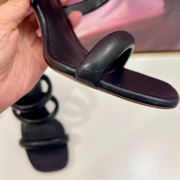 VINCE Dara Strappy Leather Block Heel Sandals in Black Size 9.5
