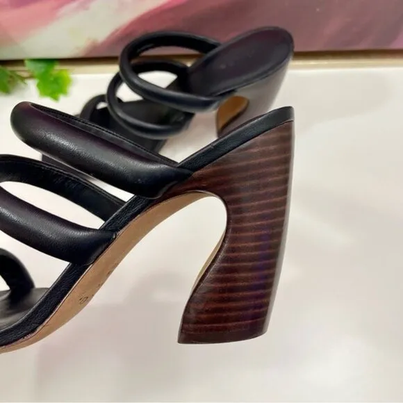 VINCE Dara Strappy Leather Block Heel Sandals in Black Size 9.5