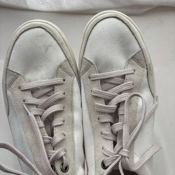 Vince Dawson Men's Canvas-Suede White Low-Top Sneakers Size 10.5/44.5